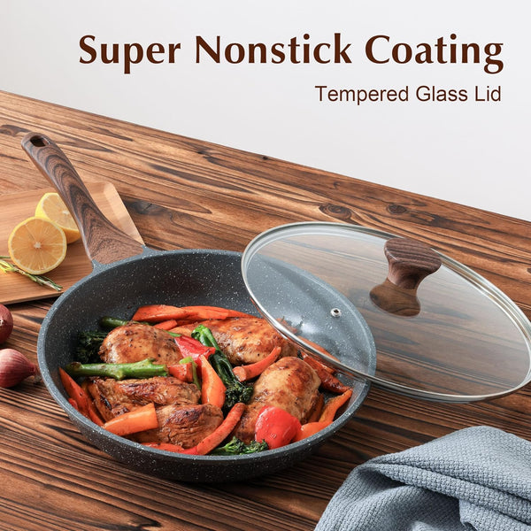Granite Nonstick Frying Pan with Lid